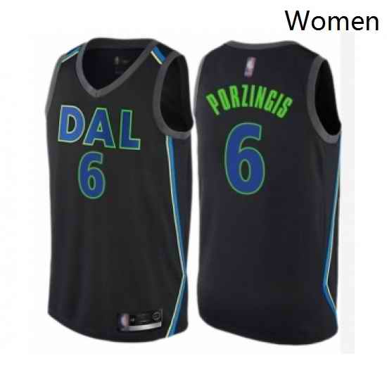 Womens Dallas Mavericks 6 Kristaps Porzingis Swingman Black Basketball Jersey City Edition
